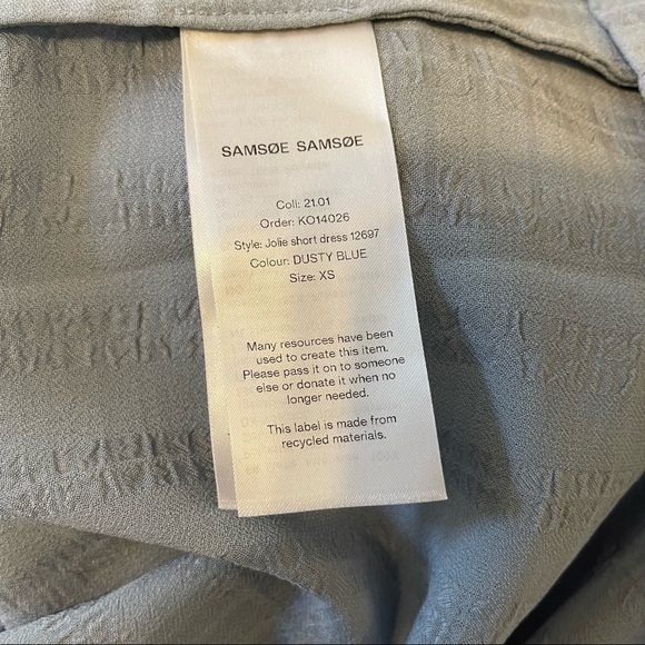 Samsøe Samsøe Jolie Short Floaty Relaxed Dress in Dusty Blue - Picture 8 of 9